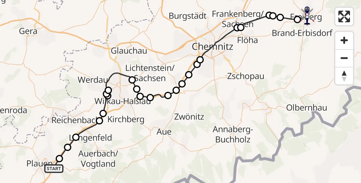 Flugroute Polizeihubschrauber Plauen - Freiberg, 17 April 2026, 15:06