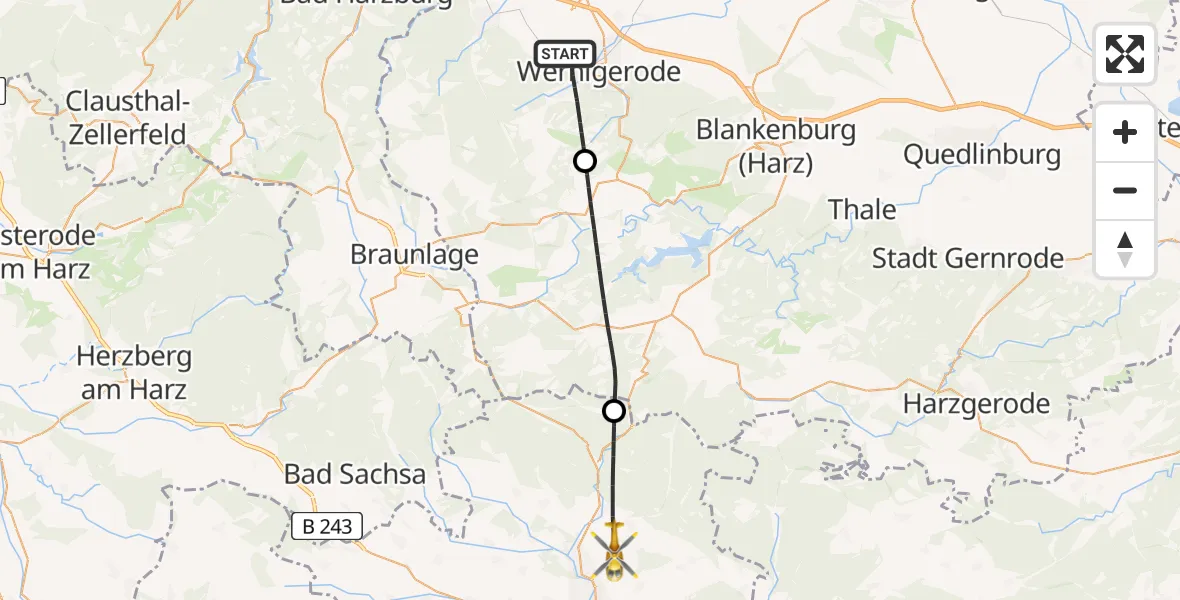 Flugroute Rettungshubschrauber Wernigerode - Harztor, 17 April 2026, 15:13