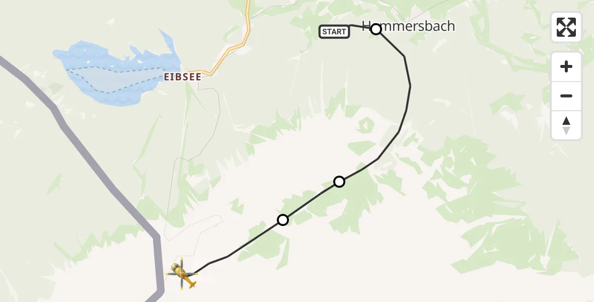 Routekaart van de vlucht: Rettungshubschrauber nach Grainau, Höllentalsteig