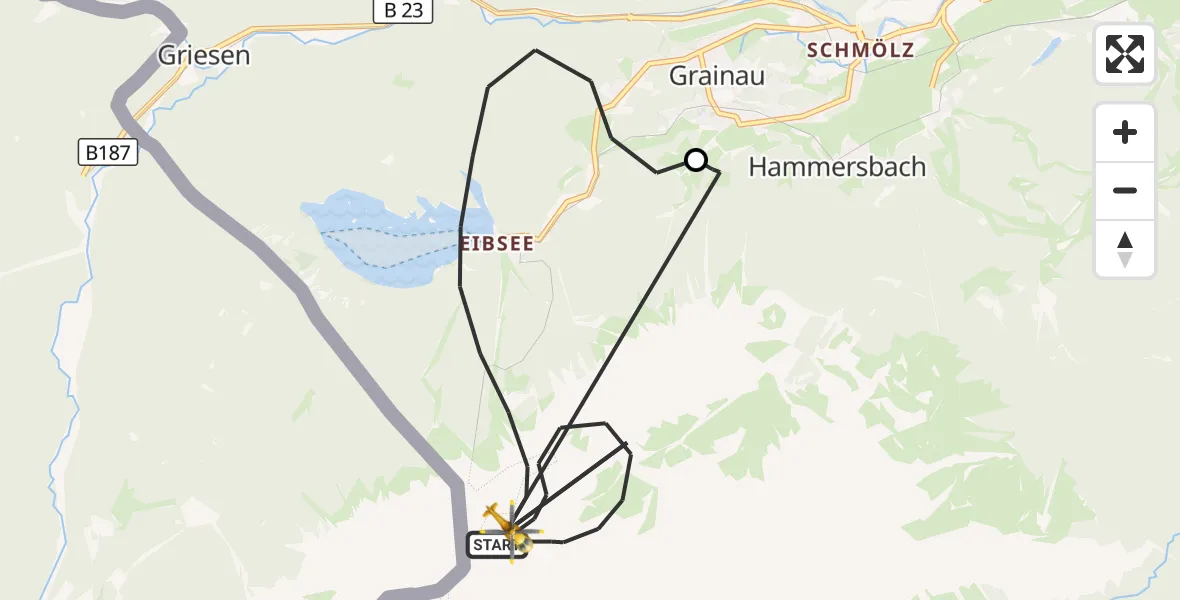 Flugroute Rettungshubschrauber Grainau - Grainau, 17 April 2026, 15:20