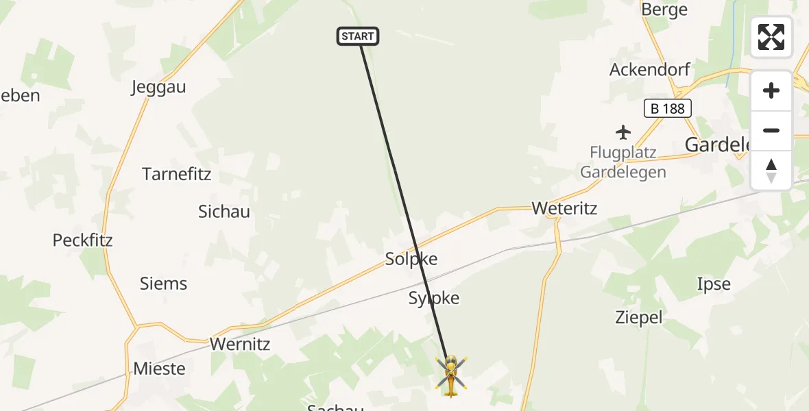 Flugroute Rettungshubschrauber Gardelegen - Gardelegen, 17 April 2026, 15:20