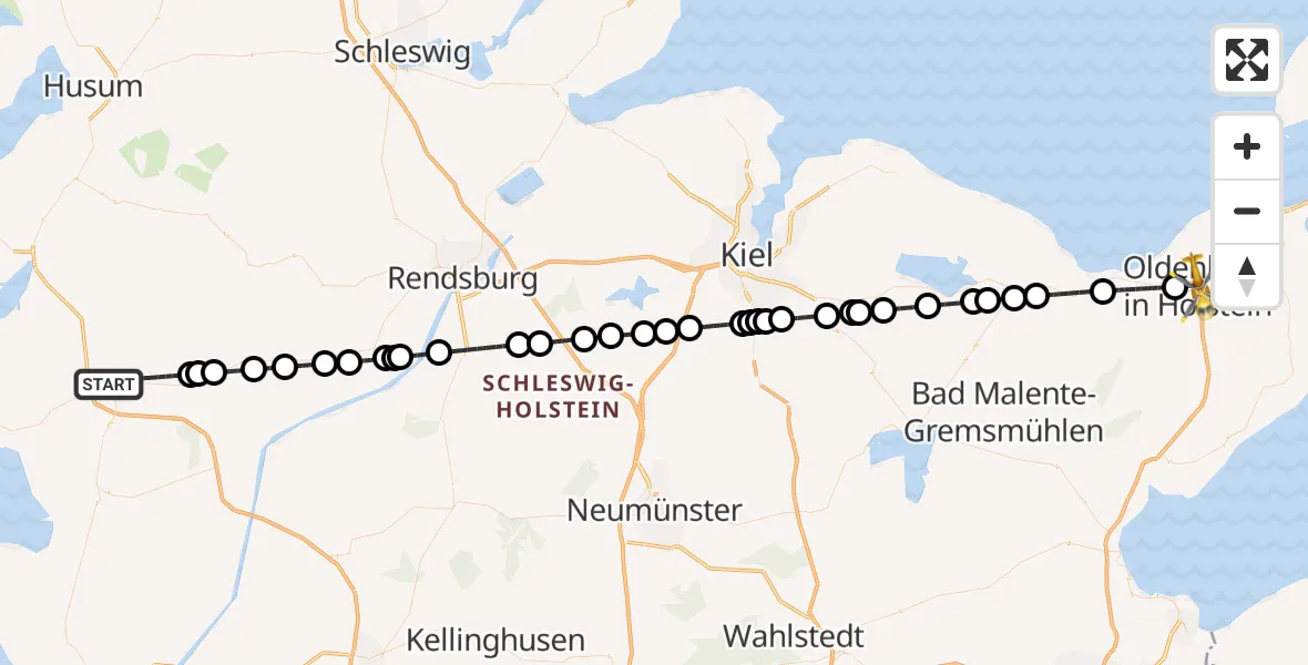 Flugroute Rettungshubschrauber Heide - Oldenburg in Holstein, 17 April 2026, 15:22