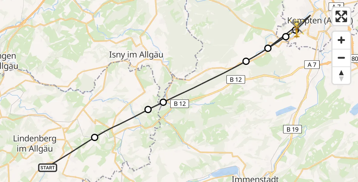 Flugroute Rettungshubschrauber Weiler-Simmerberg - Kempten (Allgäu), 17 April 2026, 15:24