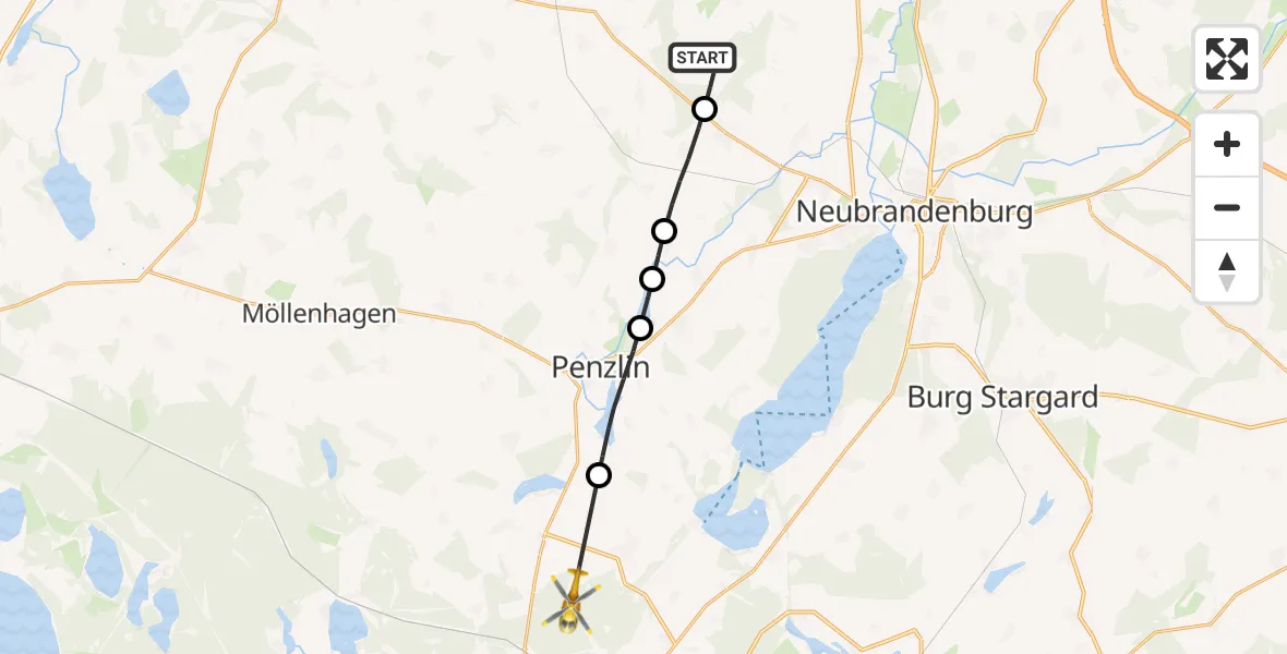 Flugroute Rettungshubschrauber Breesen - Hohenzieritz, 17 April 2026, 15:26