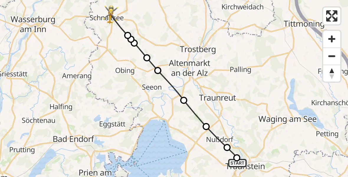 Flugroute Rettungshubschrauber Traunstein Hospital - Schnaitsee, 17 April 2026, 15:38