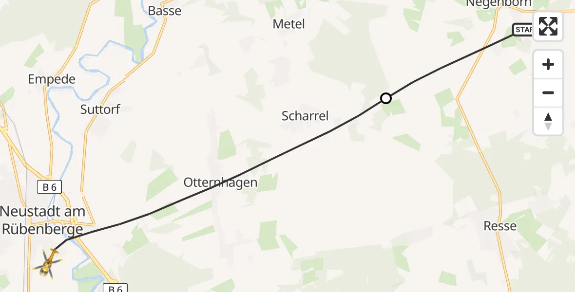Flugroute Rettungshubschrauber Wedemark - Neustadt am Rübenberge, 17 April 2026, 15:51
