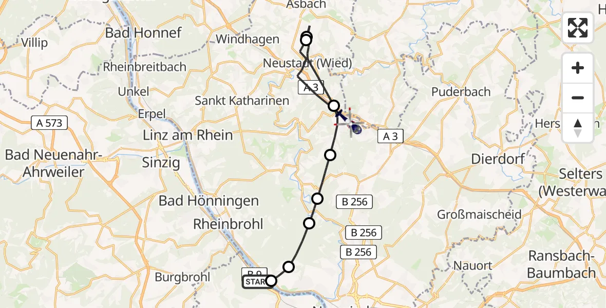 Flugroute Polizeihubschrauber Andernach - Hümmerich, 17 April 2026, 15:51