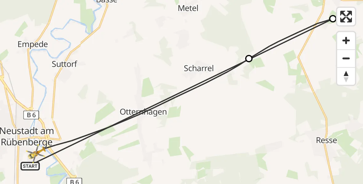 Flugroute Rettungshubschrauber Neustadt am Rübenberge - Neustadt am Rübenberge, 17 April 2026, 15:56