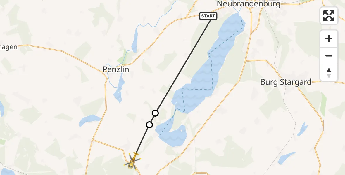 Routekaart van de vlucht: Rettungshubschrauber nach Hohenzieritz, L 34