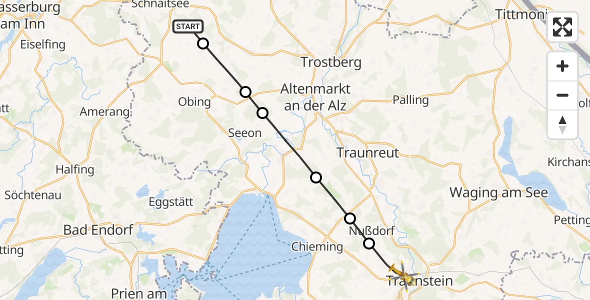 Flugroute Rettungshubschrauber Schnaitsee - Traunstein Hospital, 17 April 2026, 16:23