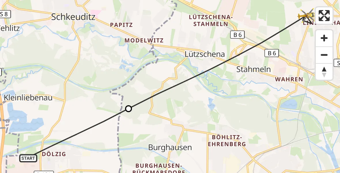 Flugroute Rettungshubschrauber Schkeuditz - Leipzig, 17 April 2026, 16:31
