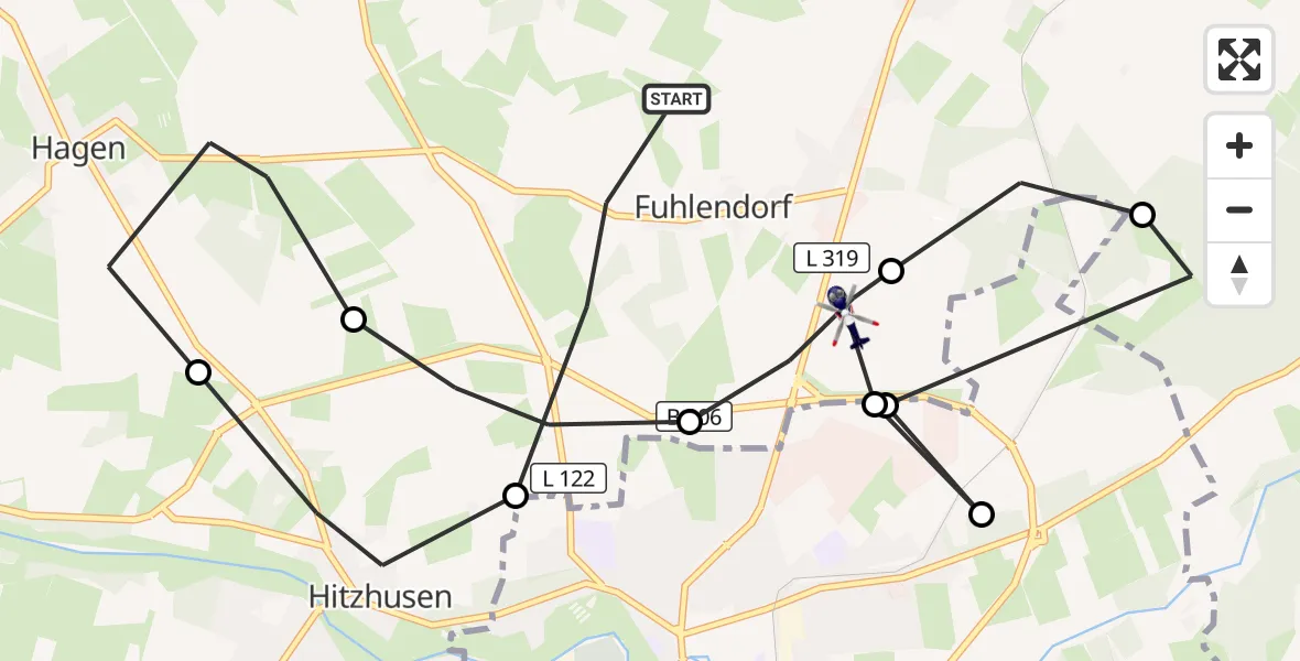 Flugroute Polizeihubschrauber Fuhlendorf - Fuhlendorf, 17 April 2026, 16:43