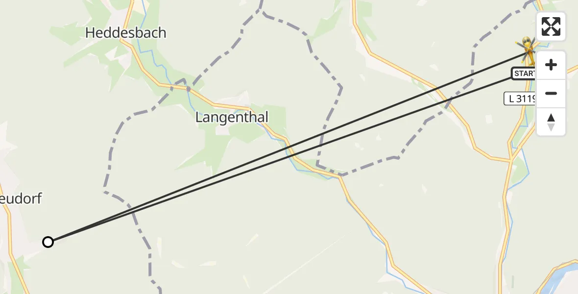 Flugroute Rettungshubschrauber Hirschhorn (Neckar) - Hirschhorn (Neckar), 17 April 2026, 16:50
