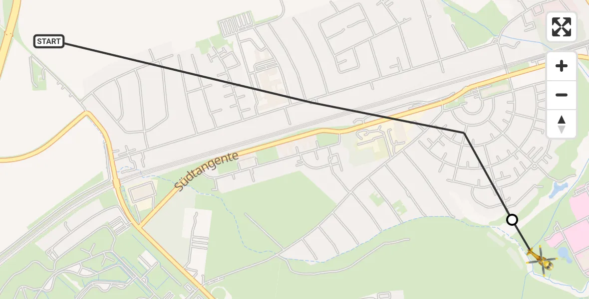 Flugroute Rettungshubschrauber Leipzig - Sankt Georg Hospital Leipzig Reserve, 17 April 2026, 17:14