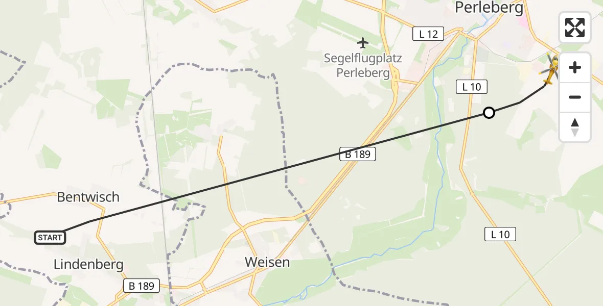 Flugroute Rettungshubschrauber Wittenberge - Perleberg, 17 April 2026, 17:21