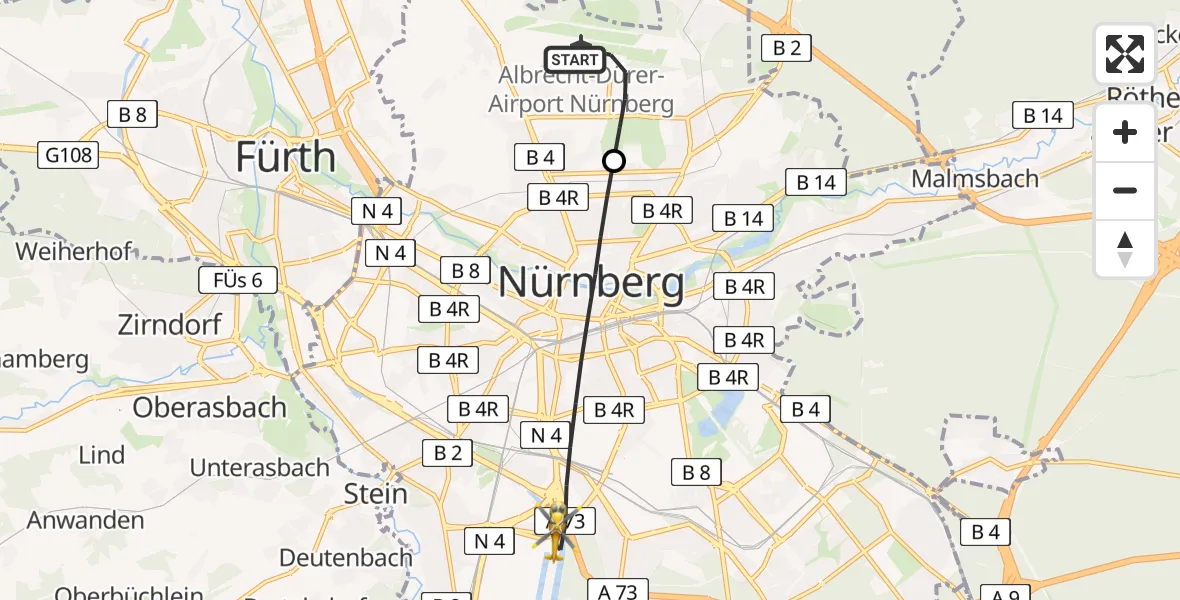 Flugroute Rettungshubschrauber Flughafen Nuremberg - Nürnberg, 17 April 2026, 17:27