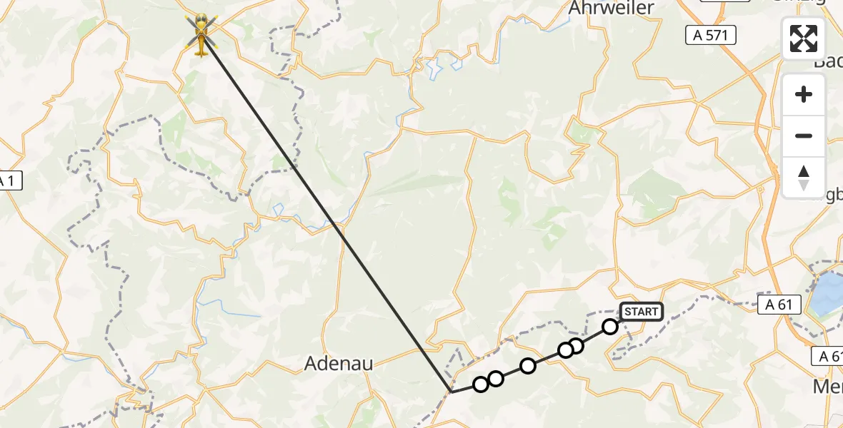 Flugroute Ambulanzhubschrauber Weibern - Bad Münstereifel, 17 April 2026, 17:34