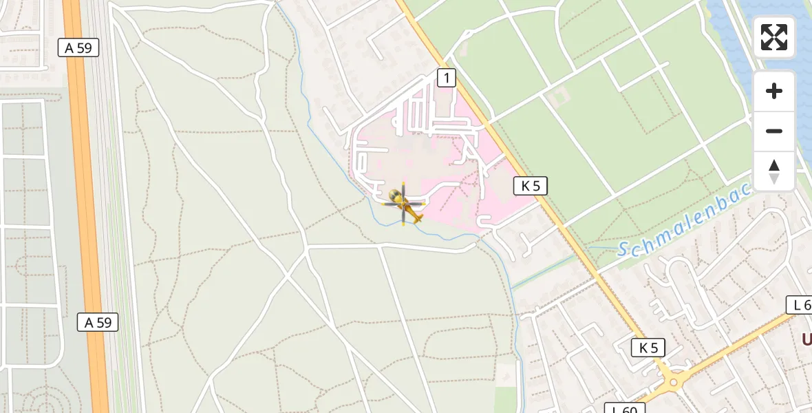 Flugroute Rettungshubschrauber Sana Clinic Duisburg Hubschrauberlandeplatz - Sana Clinic Duisburg Hubschrauberlandeplatz, 17 April 2026, 17:37