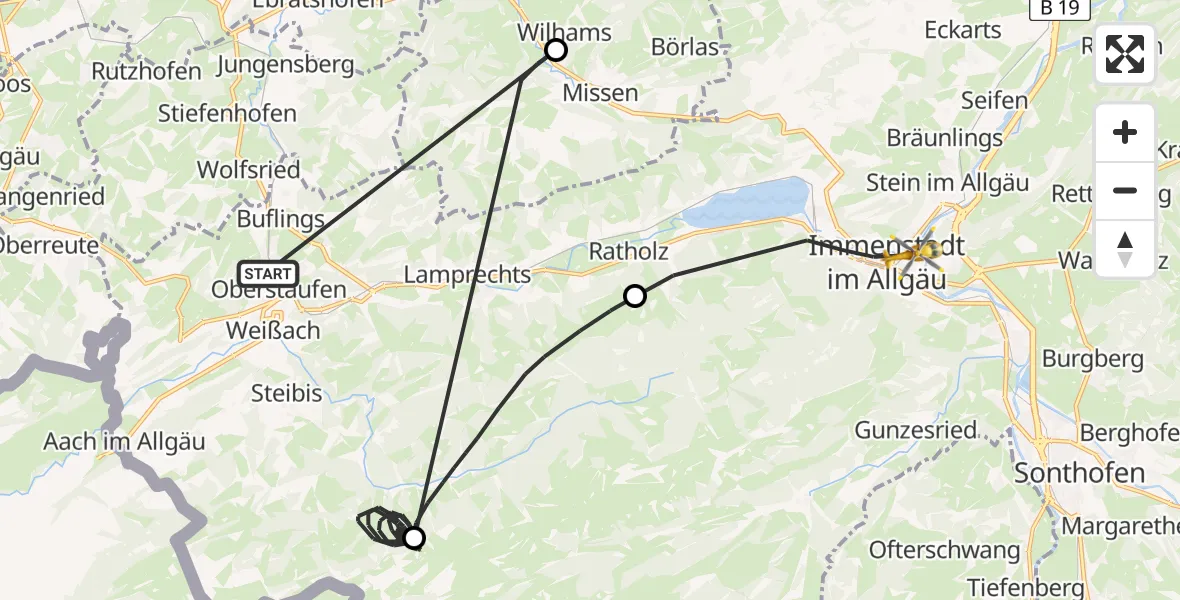 Flugroute Rettungshubschrauber Oberstaufen - Immenstadt i.Allgäu, 17 April 2026, 18:06