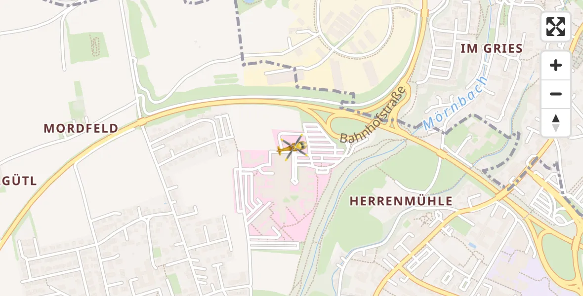 Flugroute Rettungshubschrauber Altötting-Burghausen District Hospital Altötting - Altötting-Burghausen District Hospital Altötting, 17 April 2026, 18:06