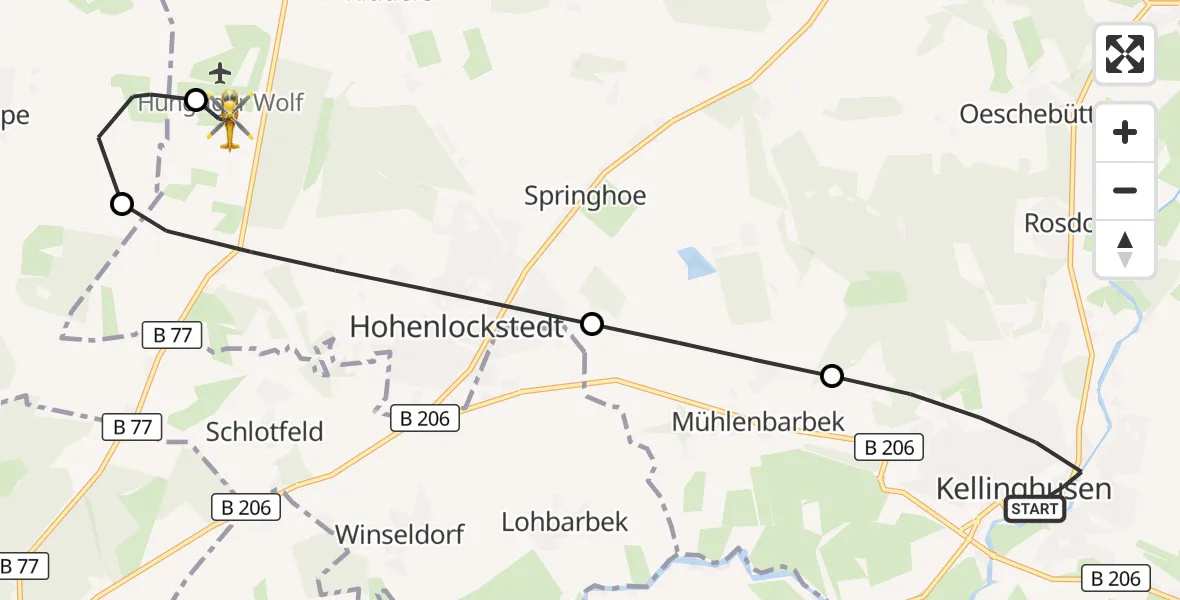 Flugroute Rettungshubschrauber Kellinghusen - Itzehoe Hungriger Wolf Flugplatz, 17 April 2026, 18:19