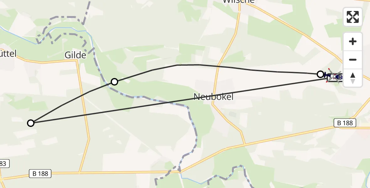Flugroute Polizeihubschrauber Gifhorn Bundespolizei Hubschrauberlandeplatz - Gifhorn Bundespolizei Hubschrauberlandeplatz, 17 April 2026, 20:10