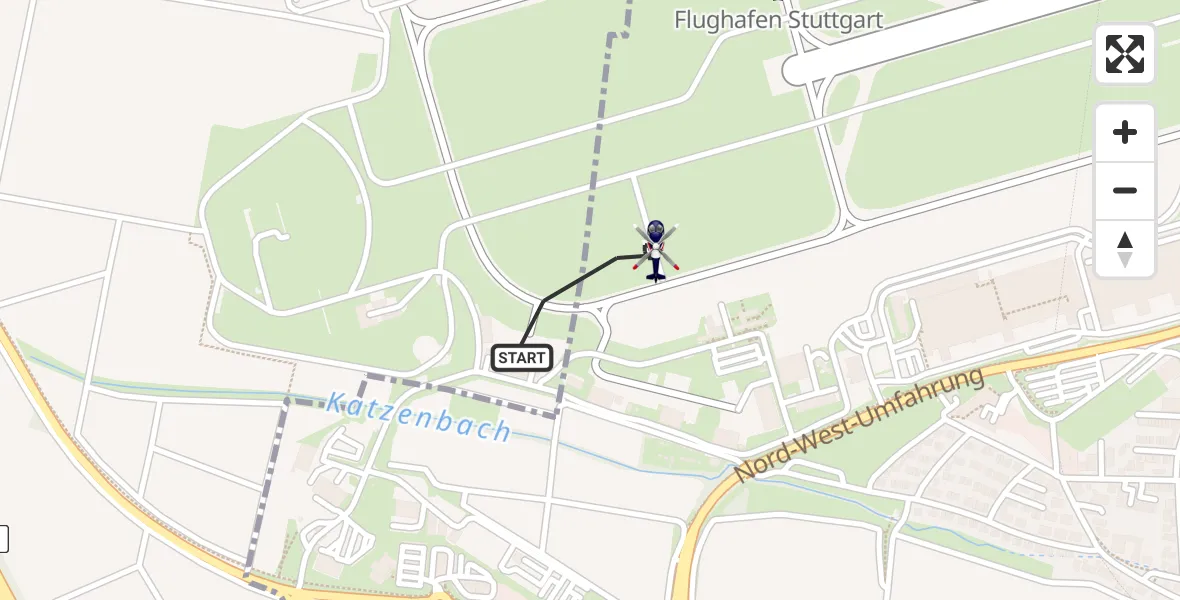 Flugroute Polizeihubschrauber Flughafen Stuttgart - Flughafen Stuttgart, 17 April 2026, 20:25
