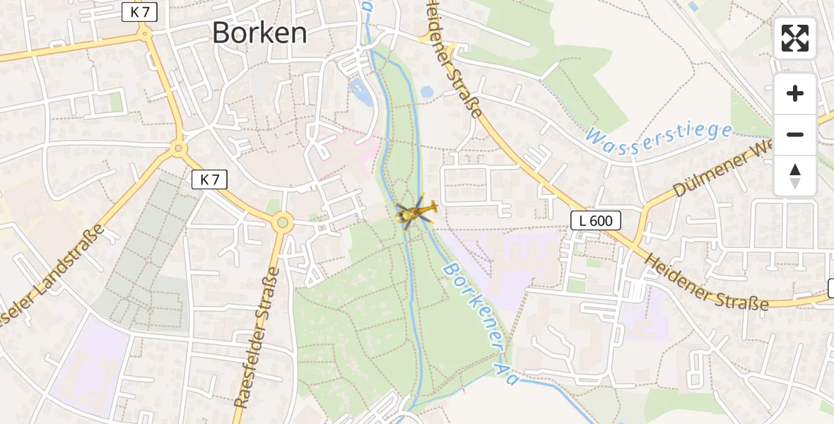 Flugroute Ambulanzhubschrauber Borken - Borken, 18 April 2026, 01:13