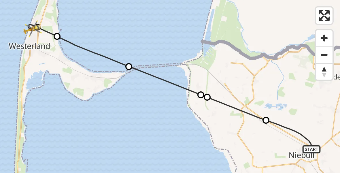 Flugroute Rettungshubschrauber Niebüll - Sylt, 18 April 2026, 01:40