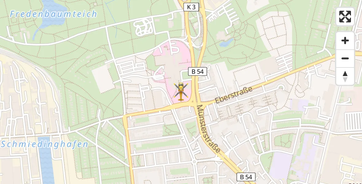 Flugroute Ambulanzhubschrauber Dortmund Hospital North - Dortmund Hospital North, 18 April 2026, 01:54