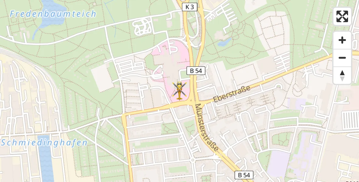 Flugroute Ambulanzhubschrauber Dortmund Hospital North - Dortmund Hospital North, 18 April 2026, 01:54