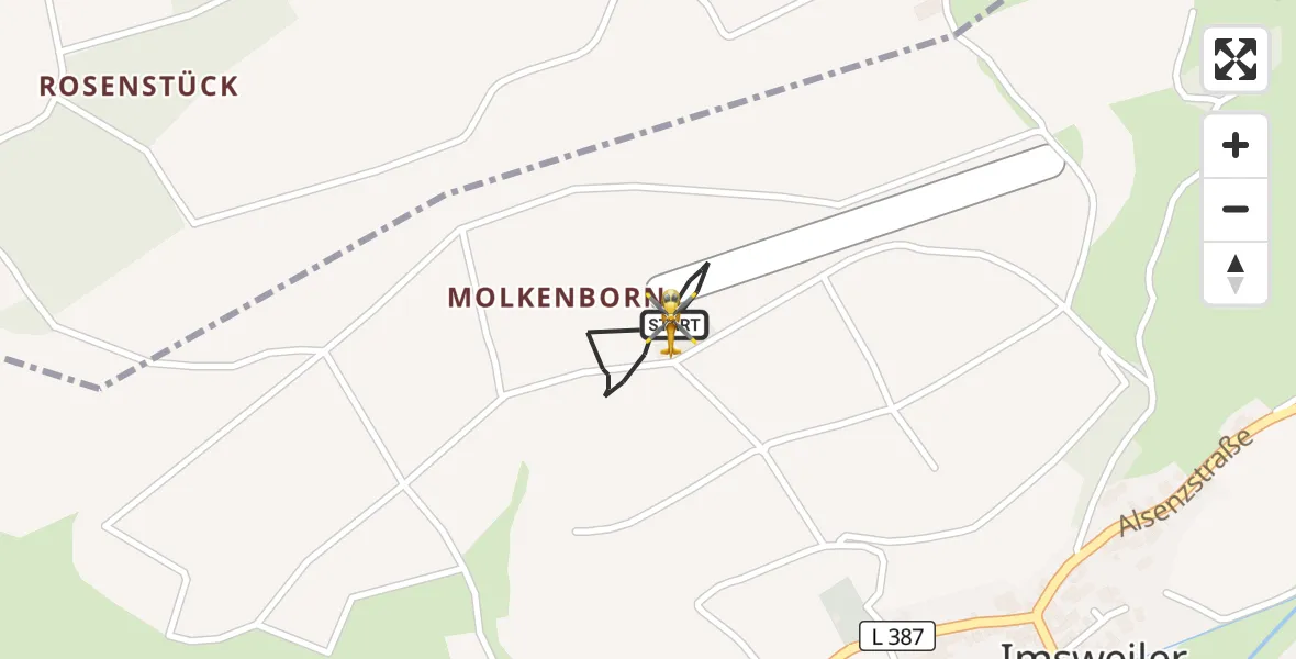 Flugroute Rettungshubschrauber Imsweiler UL - Imsweiler UL, 18 April 2026, 06:36