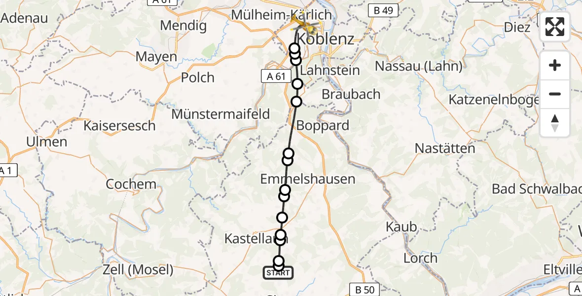 Flugroute Rettungshubschrauber Neuerkirch - Koblenz, 18 April 2026, 07:10