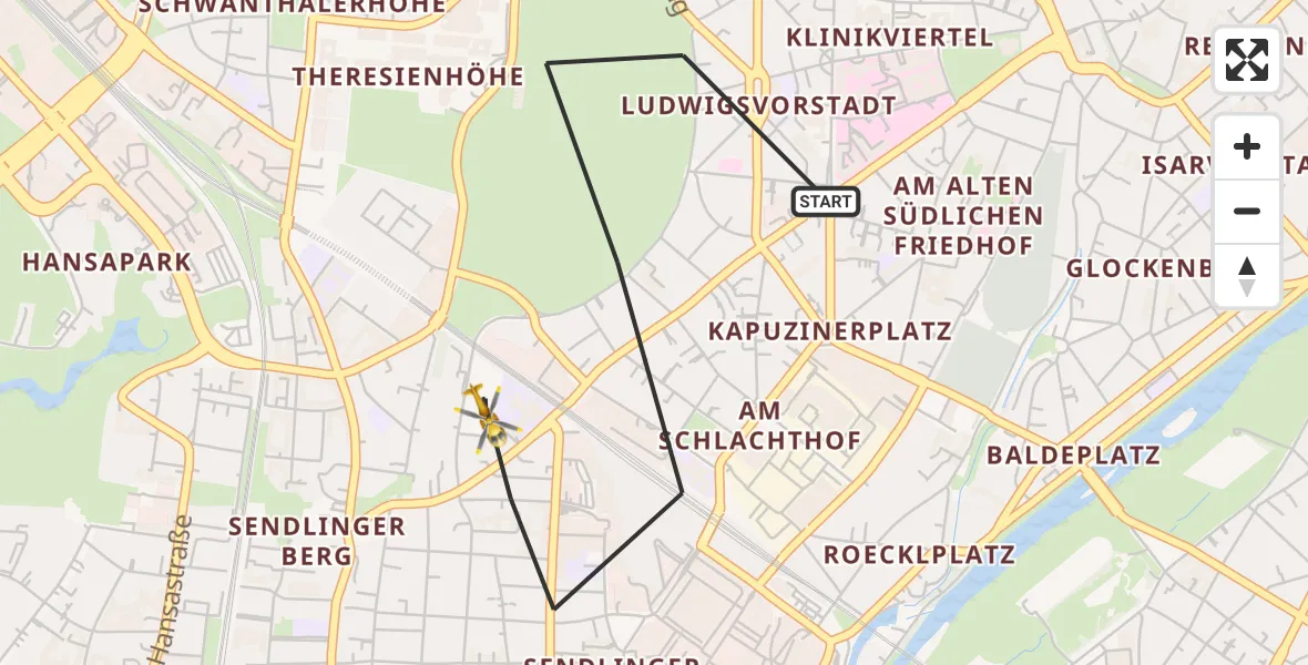Flugroute Rettungshubschrauber München - München, 18 April 2026, 07:17