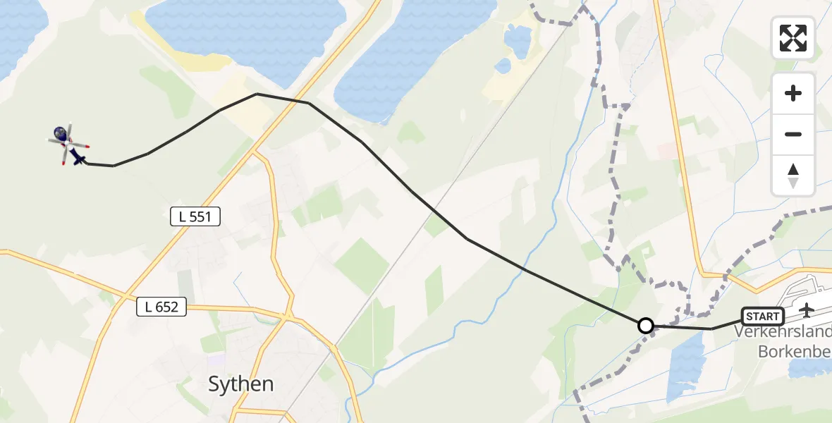 Flugroute Polizeihubschrauber Lüdinghausen - Haltern am See, 18 April 2026, 07:30