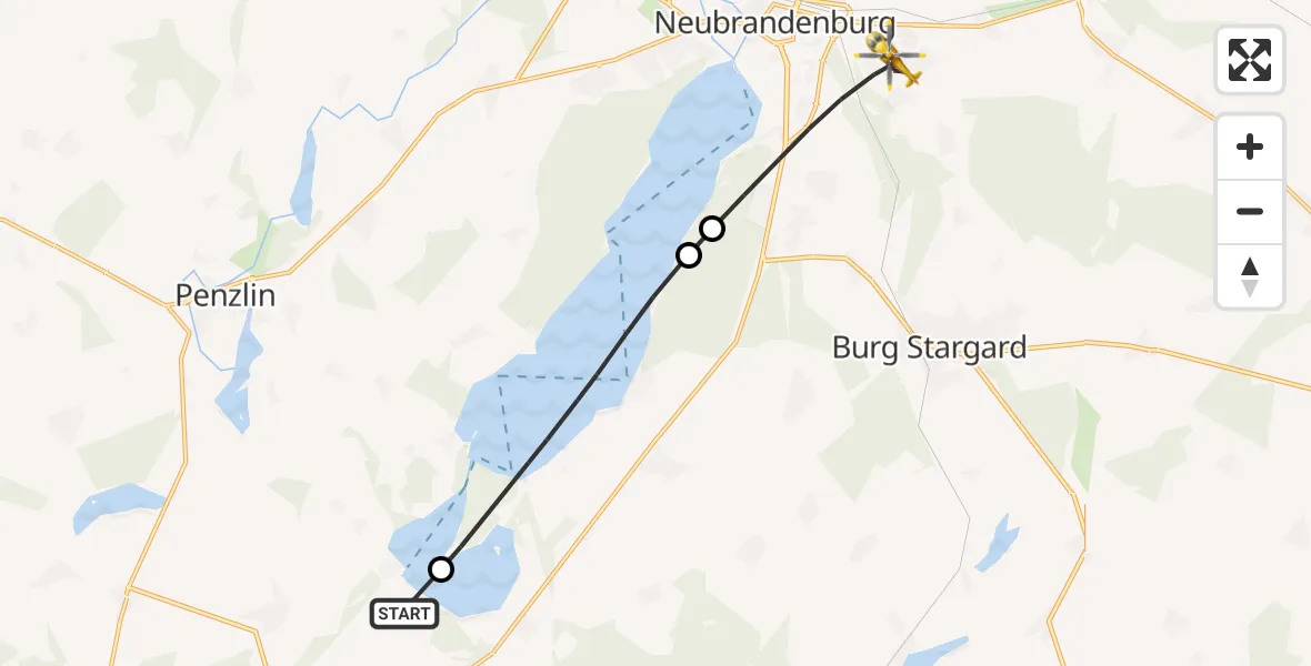 Flugroute Rettungshubschrauber Hohenzieritz - Neubrandenburg, 18 April 2026, 07:37