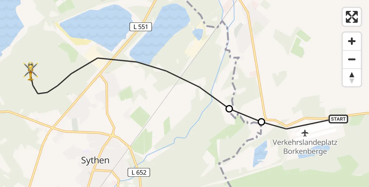 Flugroute Ambulanzhubschrauber Lüdinghausen - Haltern am See, 18 April 2026, 07:47