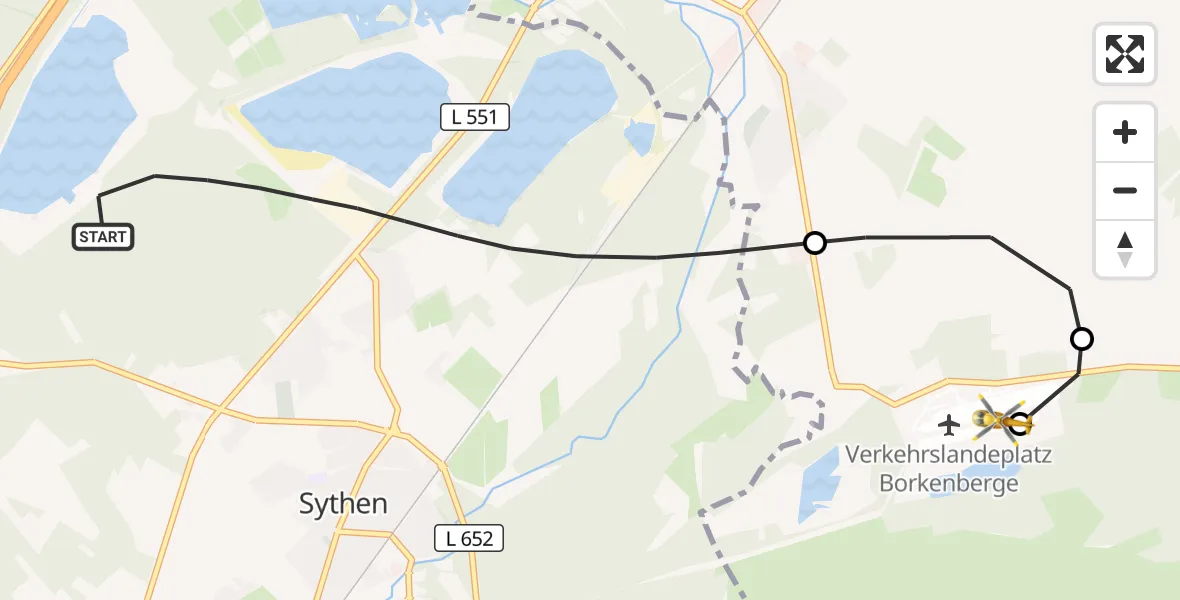 Flugroute Ambulanzhubschrauber Haltern am See - Borkenberge Flugplatz, 18 April 2026, 08:04