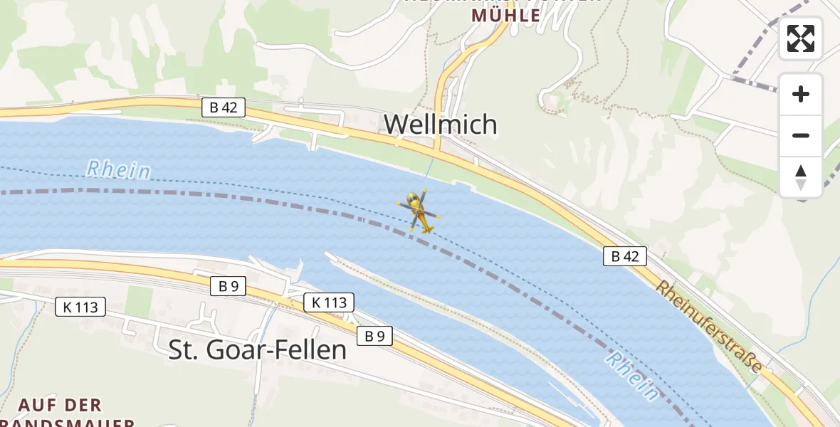 Flugroute Rettungshubschrauber Sankt Goarshausen - Sankt Goarshausen, 18 April 2026, 08:09