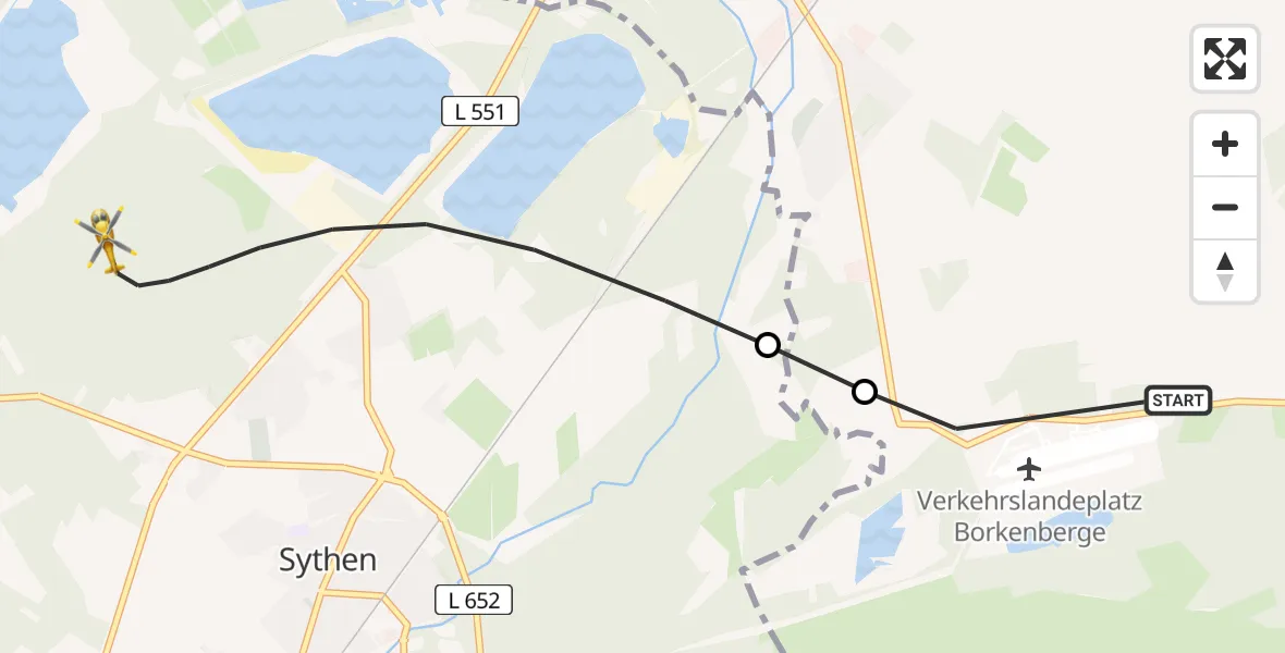 Flugroute Ambulanzhubschrauber Lüdinghausen - Haltern am See, 18 April 2026, 08:34