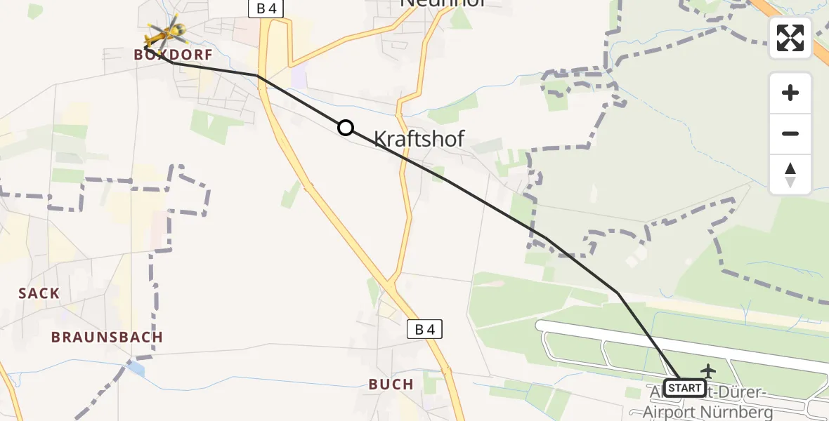 Flugroute Rettungshubschrauber Flughafen Nuremberg - Nürnberg, 18 April 2026, 08:48