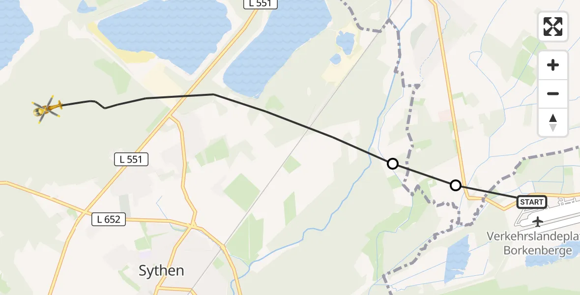 Flugroute Ambulanzhubschrauber Borkenberge Flugplatz - Haltern am See, 18 April 2026, 09:16