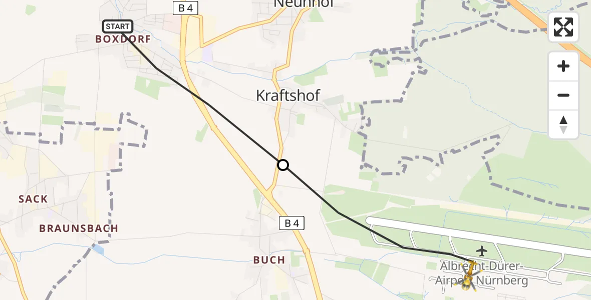 Flugroute Rettungshubschrauber Nürnberg - Flughafen Nuremberg, 18 April 2026, 09:17