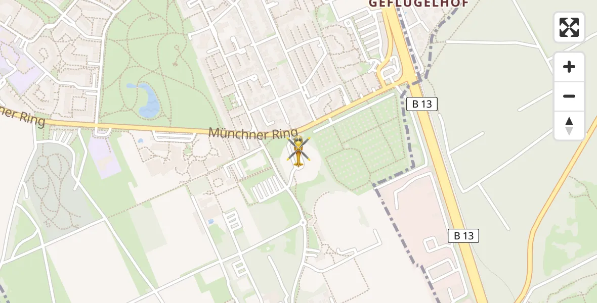 Flugroute Rettungshubschrauber Unterschleißheim - Unterschleißheim, 18 April 2026, 09:18