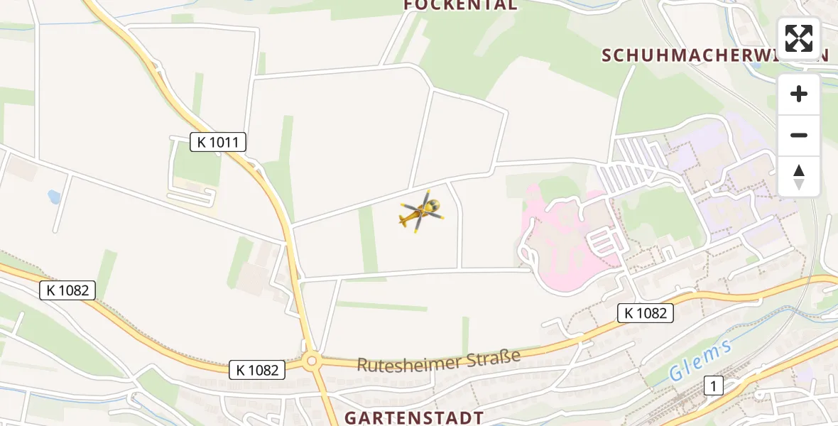 Flugroute Rettungshubschrauber Leonberg Hospital - Leonberg Hospital, 18 April 2026, 09:20