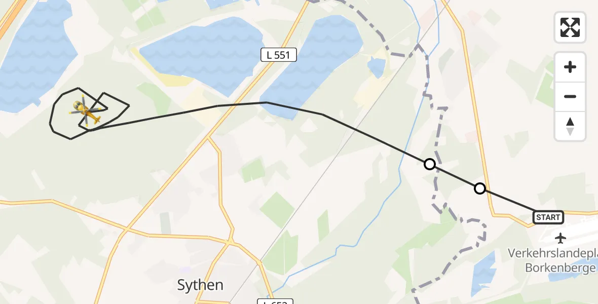 Flugroute Ambulanzhubschrauber Borkenberge Flugplatz - Haltern am See, 18 April 2026, 10:05