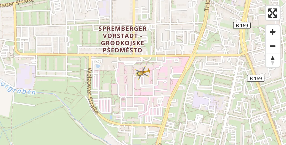 Flugroute Rettungshubschrauber Carl Thien Hospital Cottbus - Carl Thien Hospital Cottbus, 18 April 2026, 10:09