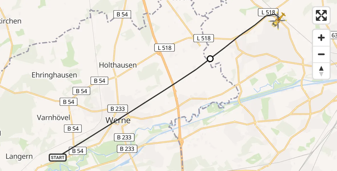 Flugroute Rettungshubschrauber Werne - Hamm, 18 April 2026, 10:22