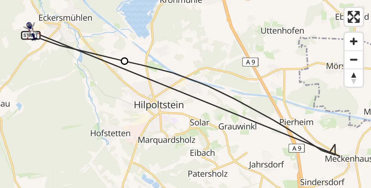 Flugroute Polizeihubschrauber Roth - Roth, 18 April 2026, 10:35