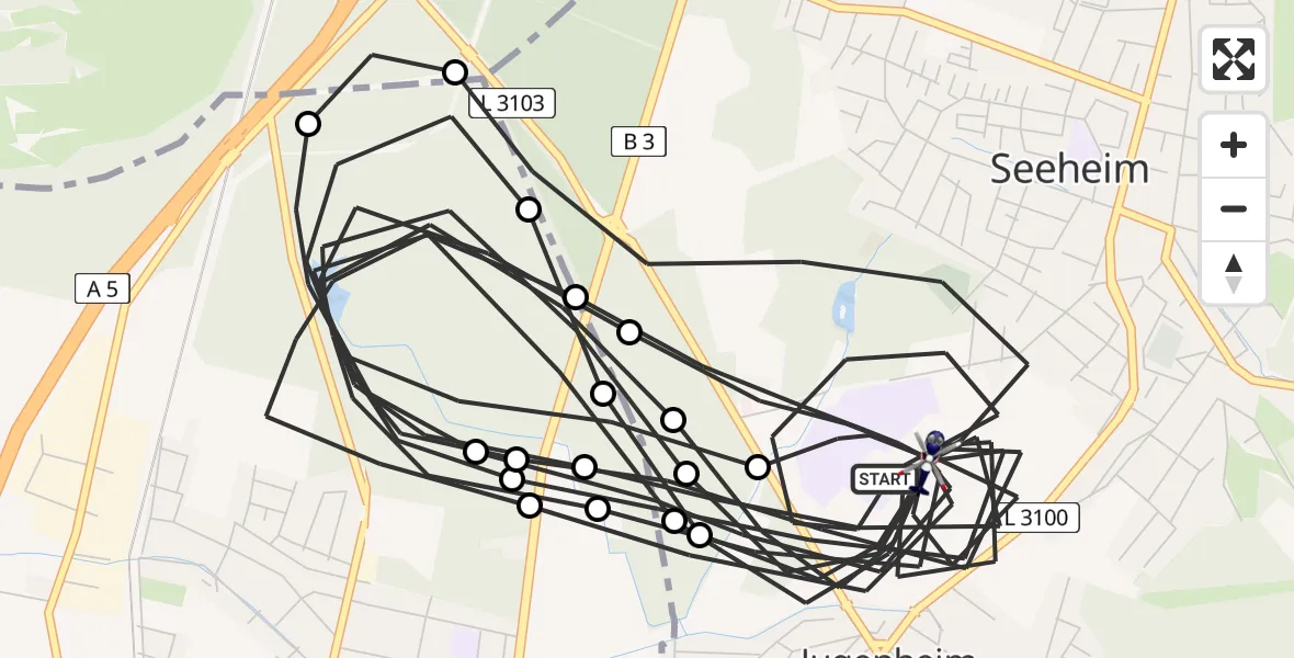 Flugroute Polizeihubschrauber Seeheim-Jugenheim - Seeheim-Jugenheim, 18 April 2026, 10:39